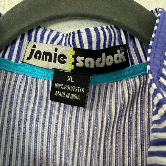 Jamie Sadock Womens Pinstripe Golf Polo 92147 in Purple White Size‎ XL - Picture 2 of 5